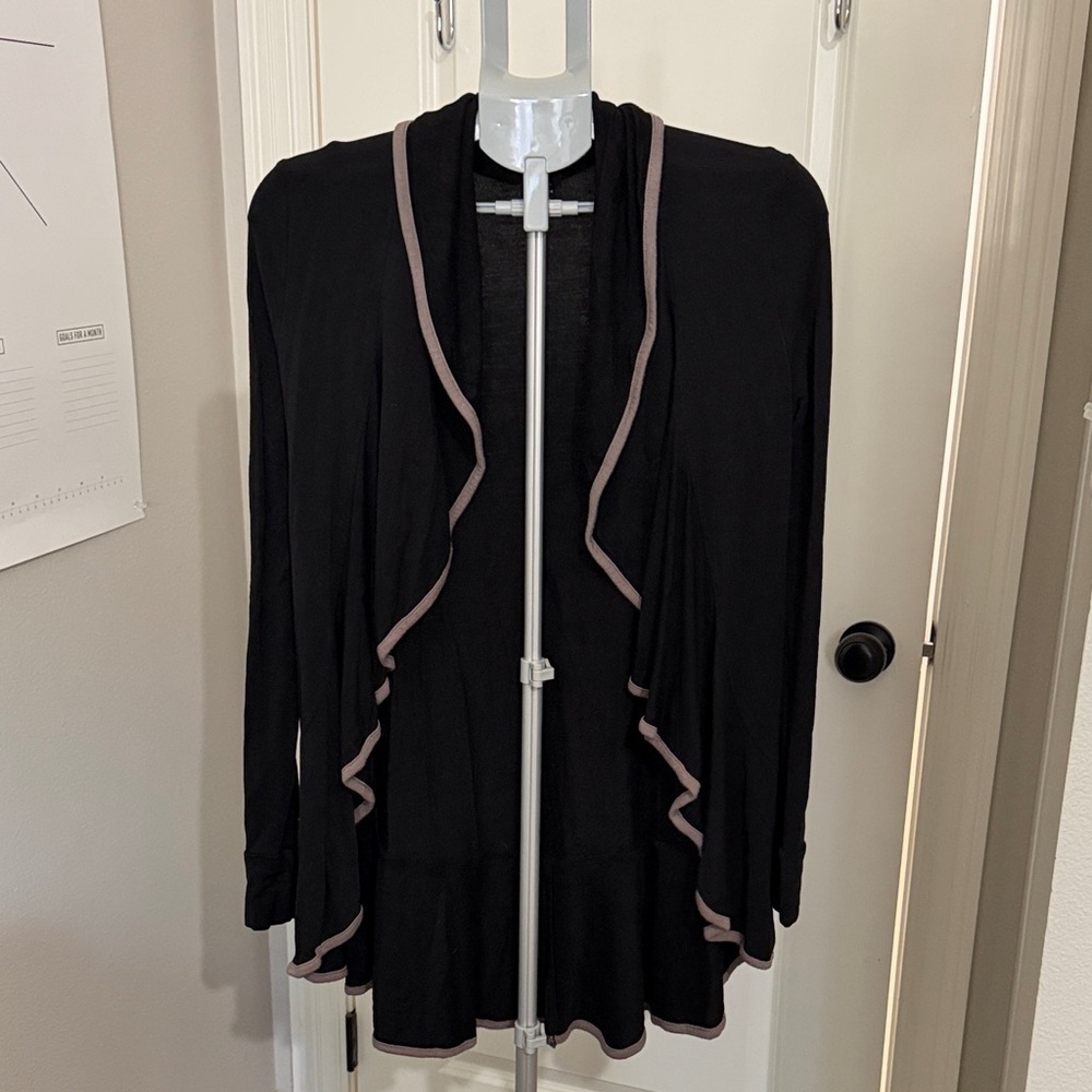 MM Couture Black Cardigan with Pink Trim